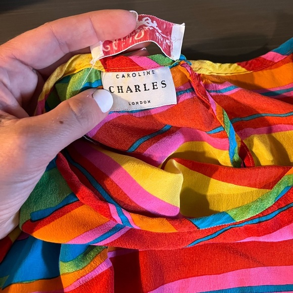 Caroline Charles London Vintage 100% Silk Top & Scarf - Picture 5 of 9